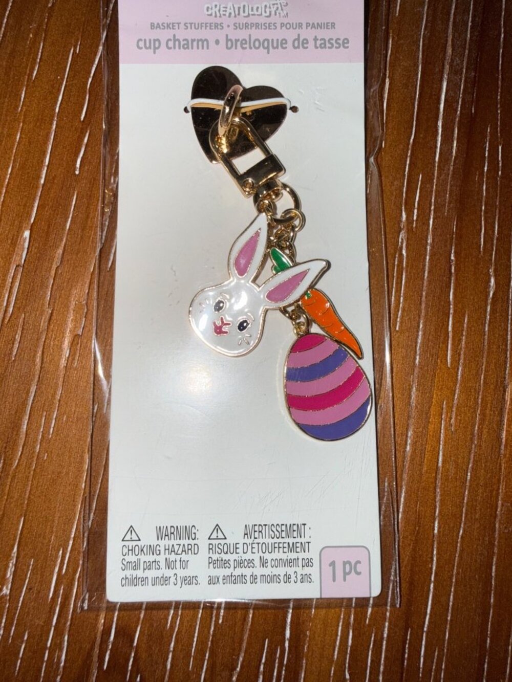 Easter-Themed Bunny & Carrot Cup Charm By Creatology Gold-Tone Metal 1 Pc New In